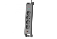 Produžni kabel 4 utičnice s USB-C i USB-A 2 m, crni