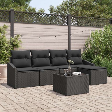 Set vrtnih sofa od 6 komada s jastucima, poliratan, bež
