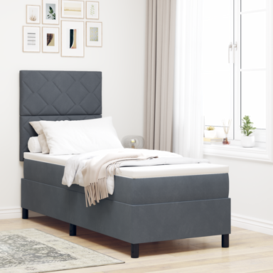 Box Spring krevet s madracem, tamnosivi, 80x200 cm, baršun
