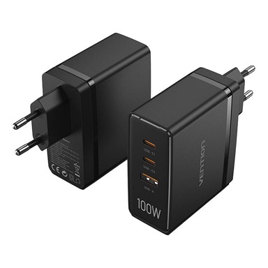 VENTION GaN mrežni punjač FEGB0-EU 2x USB-C + 1x USB-A 100W/100W/30W, crni