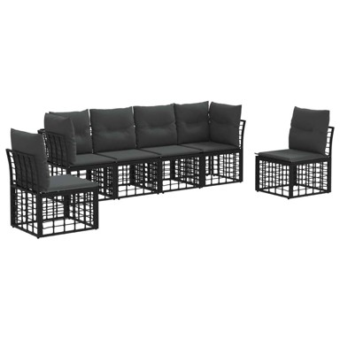 Set vanjskih sofa bez stola, poliester, crna
