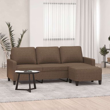 Trosjed s tabureom 80 cm od tkanine, smeđa