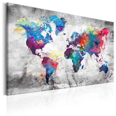 Slika World Map Grey Style 120x80