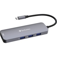 VERBATIM Docking stanica CMH-08 32151, USB-C, 2x HDMI, 3x USB-A 3.2, 1x SD card, 1x microSD, 1x USB-C PD, sivi