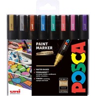 UNI POSCA Markeri PC-5M, set, 8 komada, metallic