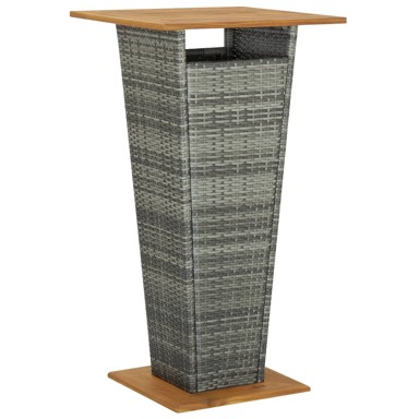 Barski stol sivi 60x60x110 cm poliratan i masivno drvo bagrema