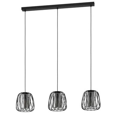 EGLO Visilica Floresta 3xE27 D-890, tamno staklo, crna