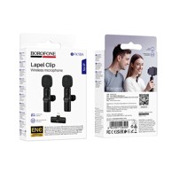 BOROFONE Mikrofon bežični Winner lavalier, lightning, 2 kom, crni
