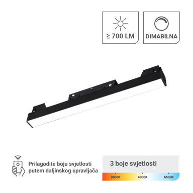 GREEN TECH LED magnetna svjetiljka MT01-20-10W-3CCT, 10 W, 3CCT, crna