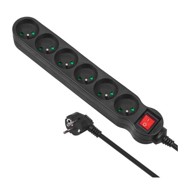 MACLEAN Produžni kabel MCE225, 6 utičnica, 1,5 m, crni