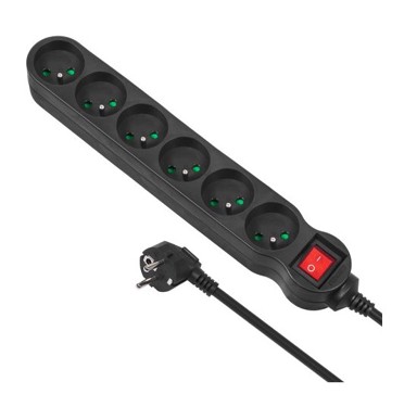 MACLEAN Produžni kabel MCE225, 6 utičnica, 1,5 m, crni