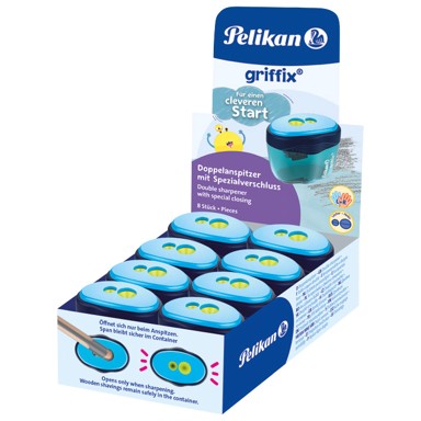 PELIKAN Šiljilo PVC s PVC kutijom 2 rupe Griffix 701280 sortirano