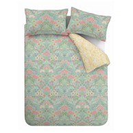 RHS Posteljina Art Deco Hydrangea 230x220 cm za bračni/produženi krevet od pamučnog materijala žuta/zelena