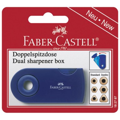 FABER-CASTELL Šiljilo Sleeve Twin, s PVC spremnikom, 2 rupe, sorto