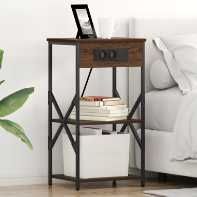 Noćni ormari s policom i pohranom 2 kom 41 x 31 x 76 cm, smeđi hrast