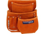 EXTOL PREMIUM Remen za alat, kožni bez pojasa, 3 džepa, držač za čekić, držači za olovku ili odvijač