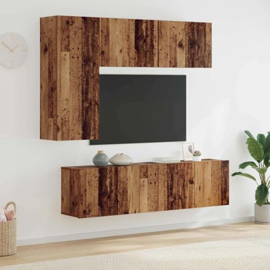 TV zidna jedinica zidne 5 pcs konstruirano drvo, staro drvo