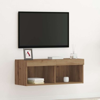 Ormar za TV na zidu s LED svjetlima, artisan hrast, 80x30x30 cm