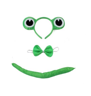 Kostim komplet, traka za glavu, leptir mašna, rep, žaba, zelena