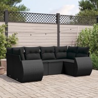 6-dijelni set vrtnih sofa s jastucima crni od poliratana