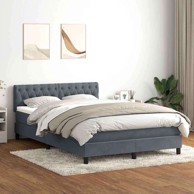 Boxspring krevet s oprugama i madracem 160×210 cm baršun, tamnosivi dizajn s gumbima
