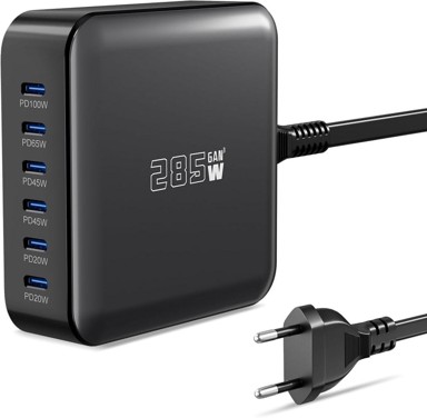 USB-C punjač 285W, 6 portova, GaN III