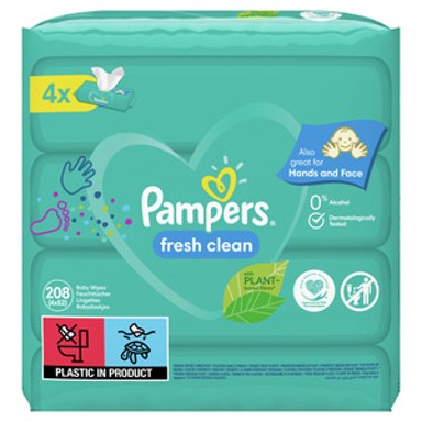 PAMPERS Vlažne maramice Fresh Clean, 4x52 kom