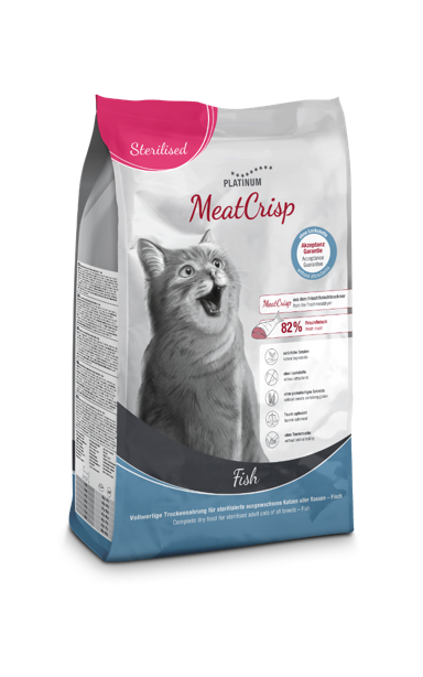 PLATINUM Hrana za mačke MeatCrisp Sterilised Adult, riba, 1,5 kg