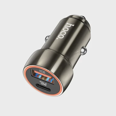 HOCO Auto punjač Z46A, sivi, Type C + USB QC3.0, Power Delivery 20W