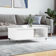 Stolić za kavu bijeli 90 x 50 x 36,5 cm od konstruiranog drva