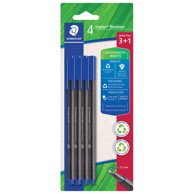 STAEDTLER Flomaster Fineliner Triplus reciklirani, 0,3 mm, 3 + 1 gratis, plavi