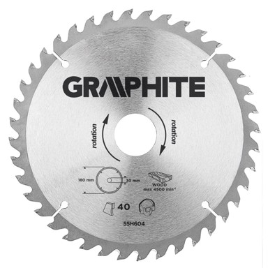 GRAPHITE List kružne pile, 180 x 30 mm, 40 zuba