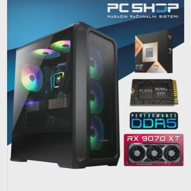 MAGAZINRS Stolno računalo Gamer / AMD Ryzen 7 9800X3D, 32GB, 1TB SSD, AMD Radeon RX 9070 XT, bez OS-a