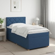 Boxspring krevet s madracem 90 x 200 cm od tkanine, plavi