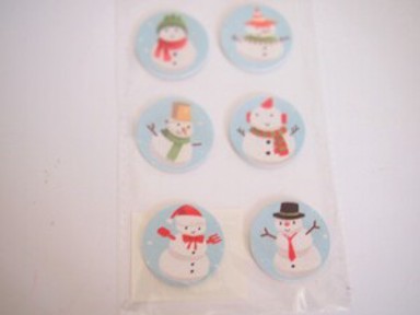 Božićna naljepnica Snjegovići, 3.5cm, 6 kom.
