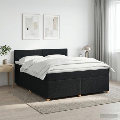 Boxspring krevet s madracem 180 x 200 cm od tkanine, crni