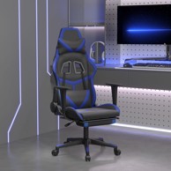Gaming stolica od umjetne kože s osloncem za noge crno-plava