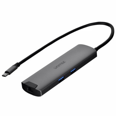 UNITEK Docking stanica H1112F, USB-C, 2x USB-A, 2x USB-C, 1x HDMI, 1x ethernet, sivi