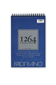 FABRIANO Blok za crtanje, 1264 Black Drawing, A4, 21 x 29,7 cm, 200 g, 40 listova, spiralni, Top Side