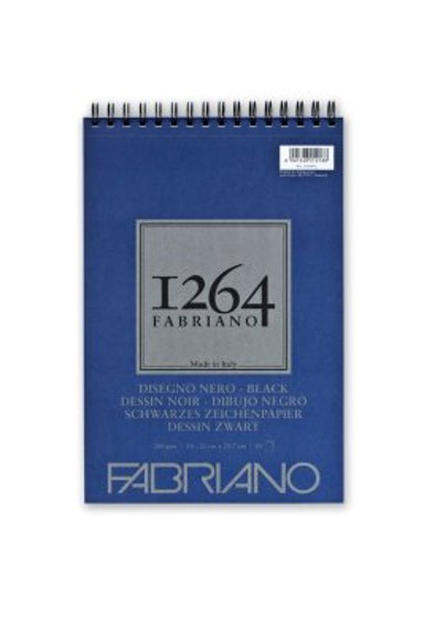 FABRIANO Blok za crtanje, 1264 Black Drawing, A4, 21 x 29,7 cm, 200 g, 40 listova, spiralni, Top Side