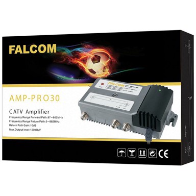 FALCOM Distribucijsko pojačalo AMP-PRO30 30dB sa povratnim pojasom, crni