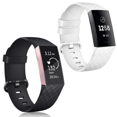 TPU remen za Fitbit Charge 3/4, veličina S, crno-bijeli, 2 kom.