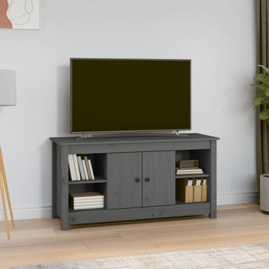 TV ormarić sivi 103 x 36,5 x 52 cm od masivne borovine