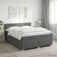 Boxspring krevet s madracem 160 x 200 cm od tkanine, tamnosivi