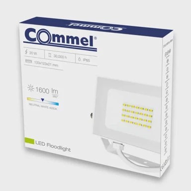 Reflektor, 306-129, LED, 20W, 4000K, 1600 lm, IP65, bijela