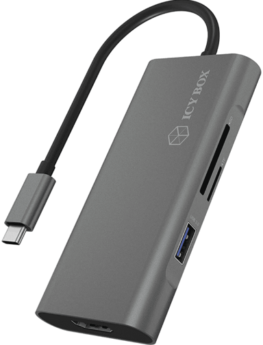 ICY BOX Docking stanica IB-ADK4026-CPD, USB-C, 1x USB-A, 1x HDMI, 1x SD/microSD, sivi