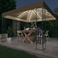 Sjenica s LED svjetlosnim trakama, 3x3 m, smeđe-siva