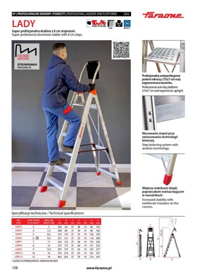 LADY5 ljestve, aluminijske profesionalne, 5 stepenica - dr