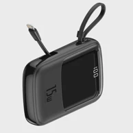 BASEUS Power Bank QPow - 10,000mAh LCD Quick Charge PD 15W s kabelom za Lightning 8-pin crni PPQD-B01