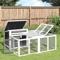 Kavez za zečeve, sivi, masivna borovina, 144×123×67.5 cm